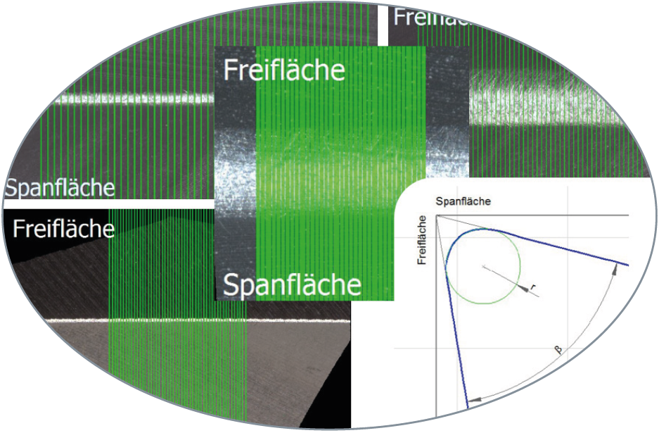 Bild zur Ansicht verschiedener Schneidkantenverrundungen hergestellt per Bürsten